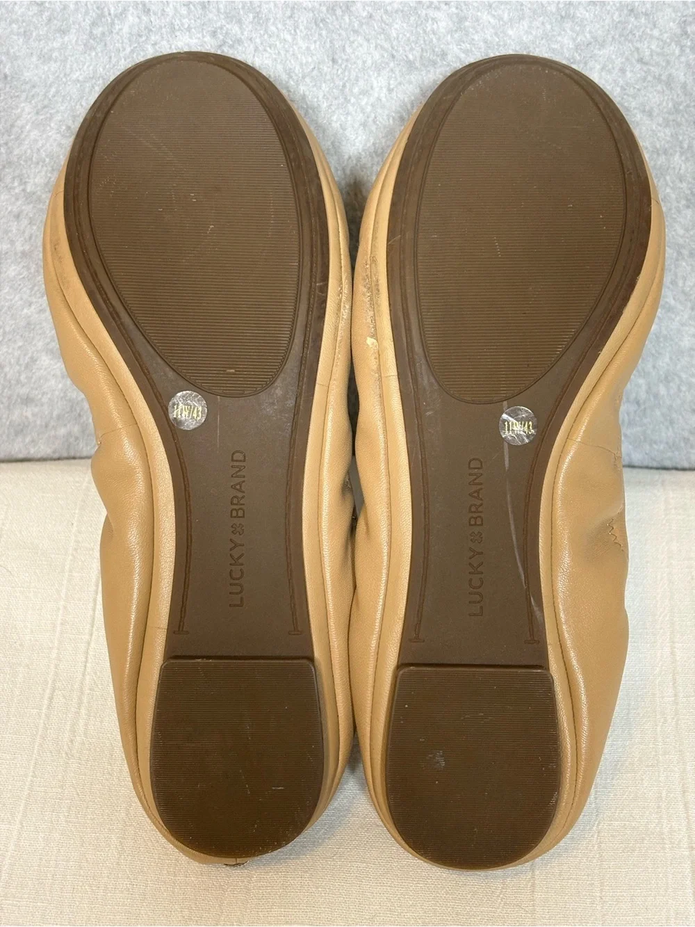 Lucky Brand Emmie Classic Slip-On Leather Ballet Flats-Tan-Women Size 11